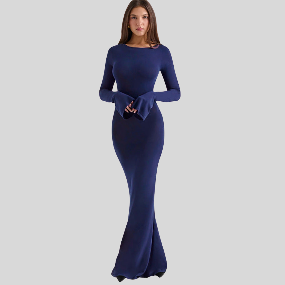 Elegantes Eng Anliegendes Kleid mit Entblößtem Rücken | Maxi