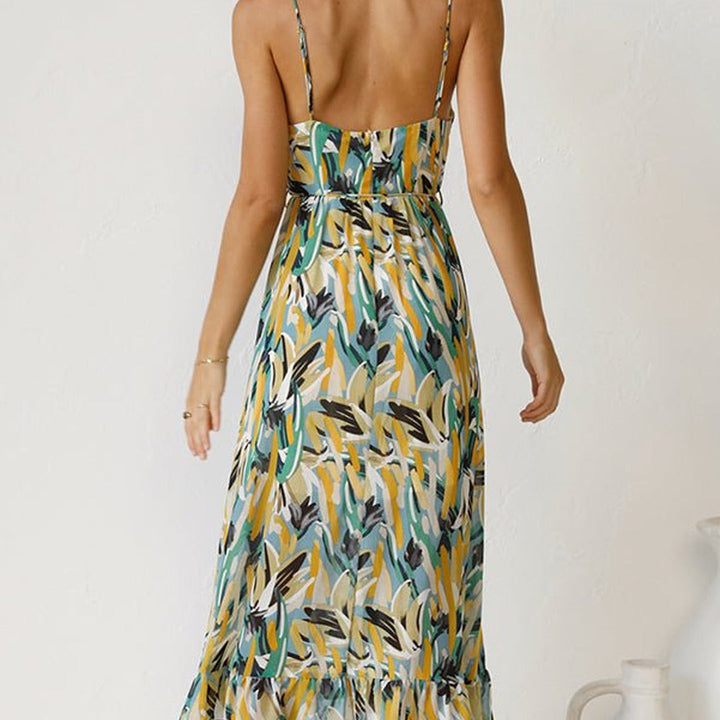 Elegantes Farbiges Kleid | V-Ausschnitt