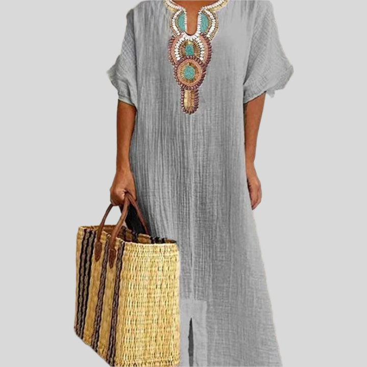 Elegantes Besticktes Boho Ibiza Kleid | Midi