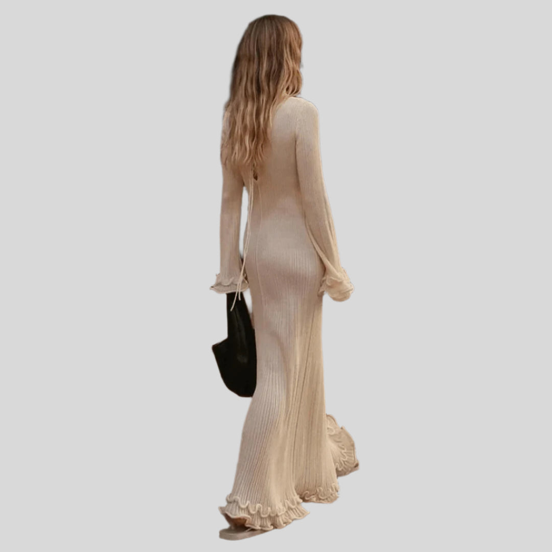 Elegantes Langärmeliges Maxikleid | Weiß