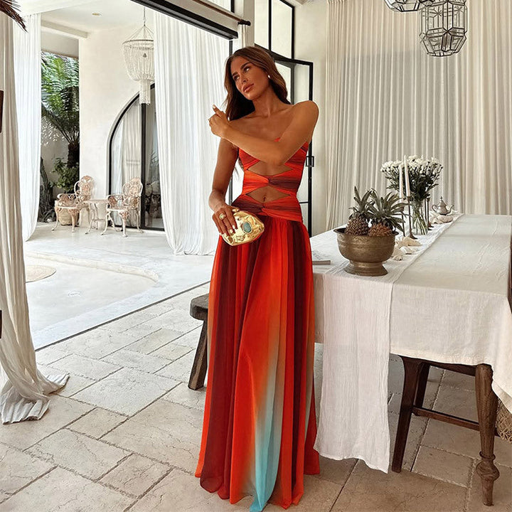 Stilvolles Schulterfreies Hochzeitsgastkleid | Maxi