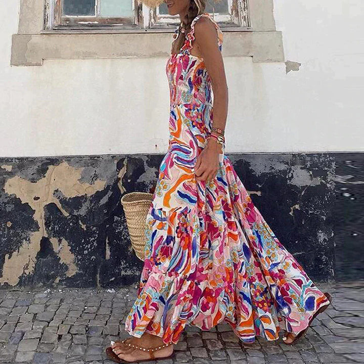 Elegantes Bedrucktes Ibiza-Maxikleid | Ärmellos