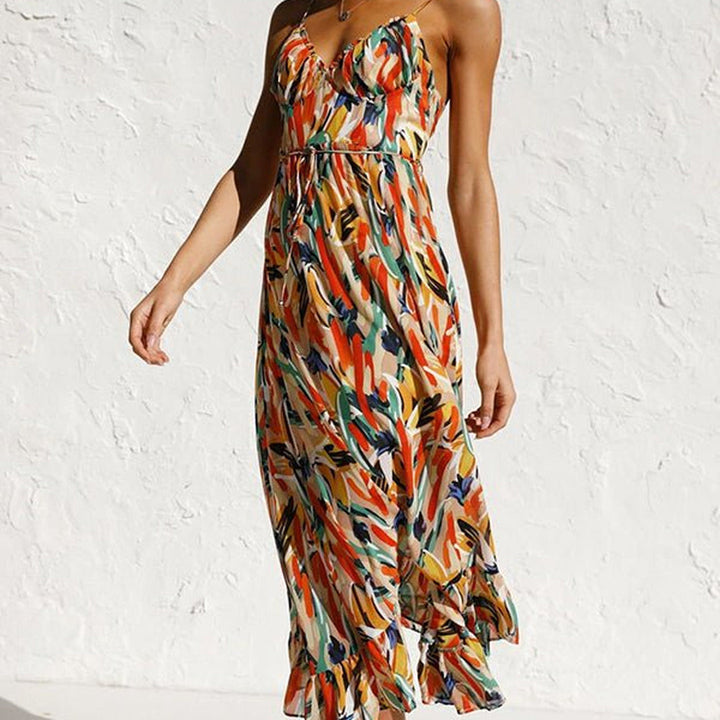 Elegantes Farbiges Kleid | V-Ausschnitt