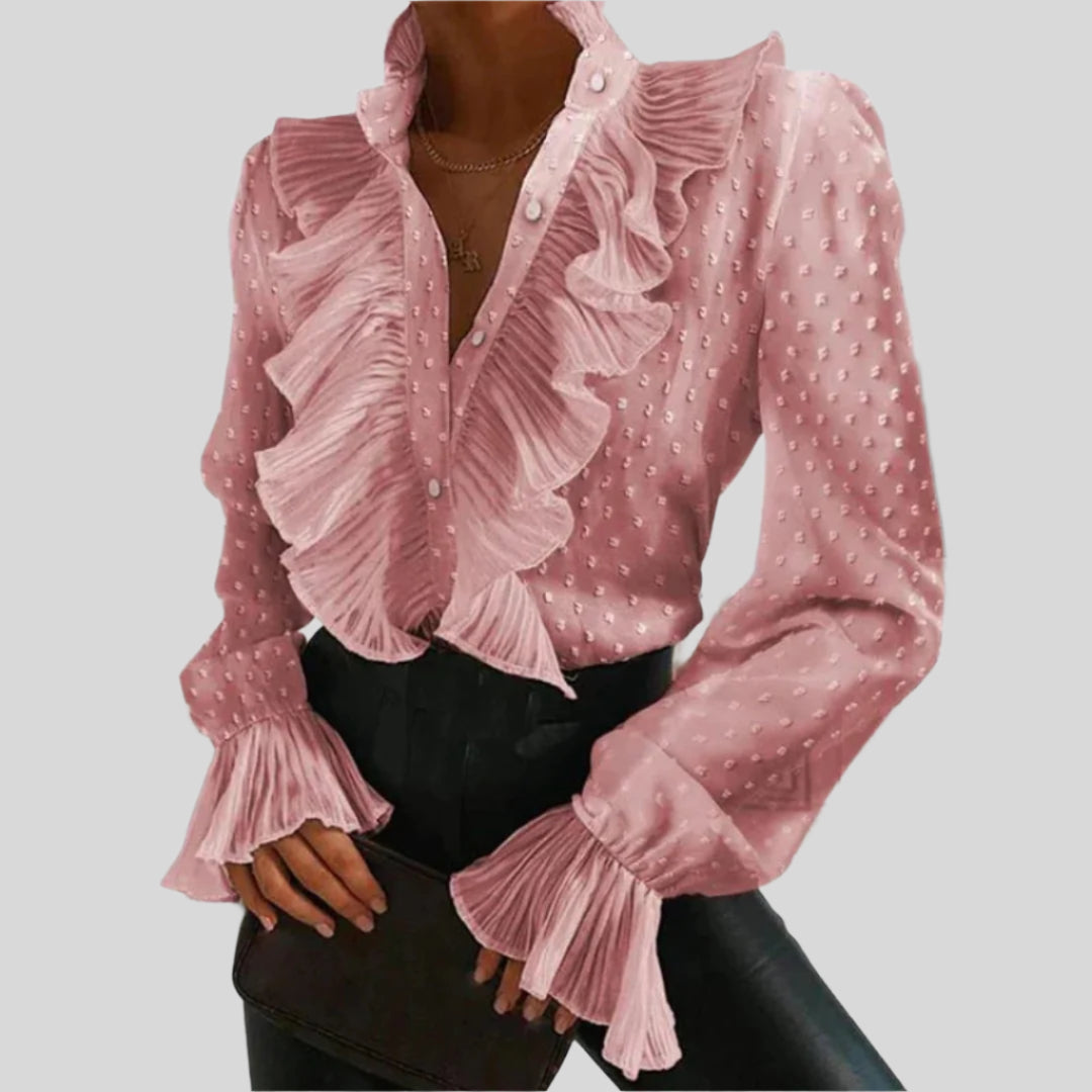 Elegante Bluse mit Knöpfen und Rüschen | Sommer