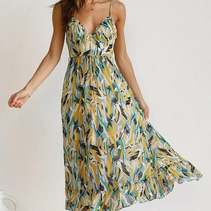 Elegantes Farbiges Kleid | V-Ausschnitt