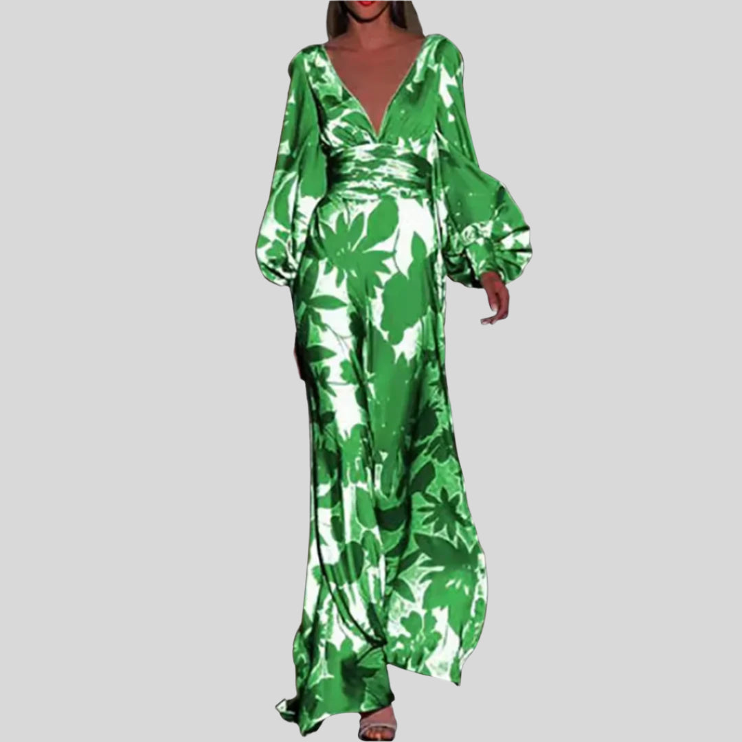 Modisches Kleid mit V-Ausschnitt | Maxi