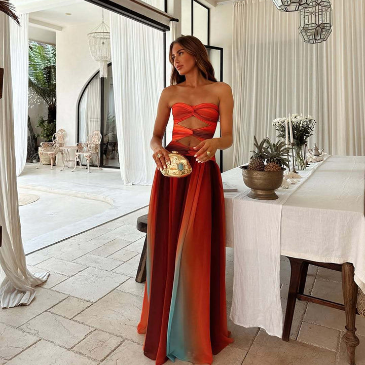 Stilvolles Schulterfreies Hochzeitsgastkleid | Maxi