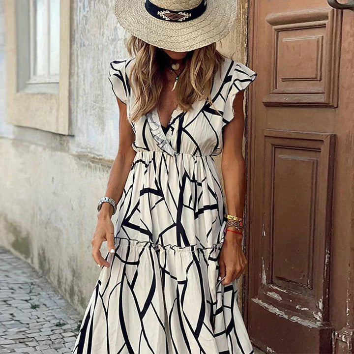Elegantes Bedrucktes Ibiza-Maxikleid | Ärmellos