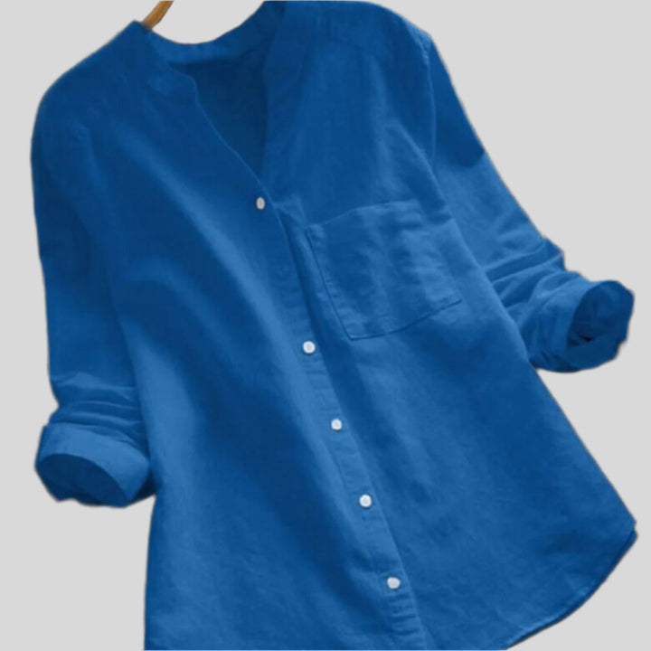 Elegantes Lockeres Shirt | V Ausschnitt