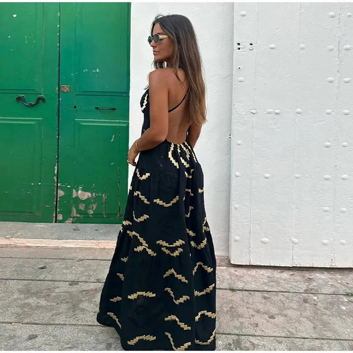 Trägerfreies Neckholder-Kleid | Maxi