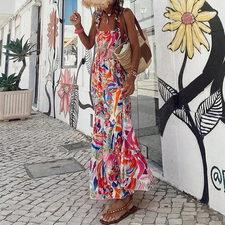 Elegantes Bedrucktes Ibiza-Maxikleid | Ärmellos