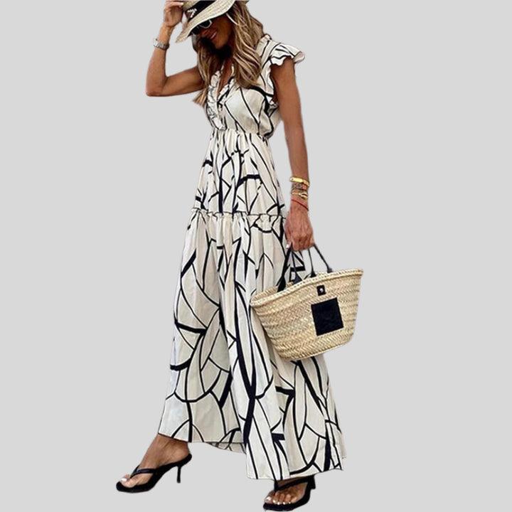 Elegantes Bedrucktes Ibiza-Maxikleid | Ärmellos