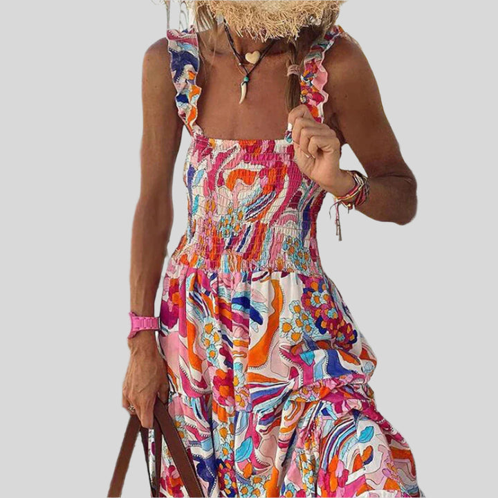 Elegantes Bedrucktes Ibiza-Maxikleid | Ärmellos