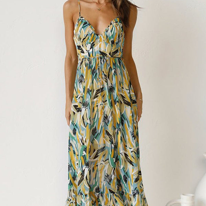 Elegantes Farbiges Kleid | V-Ausschnitt