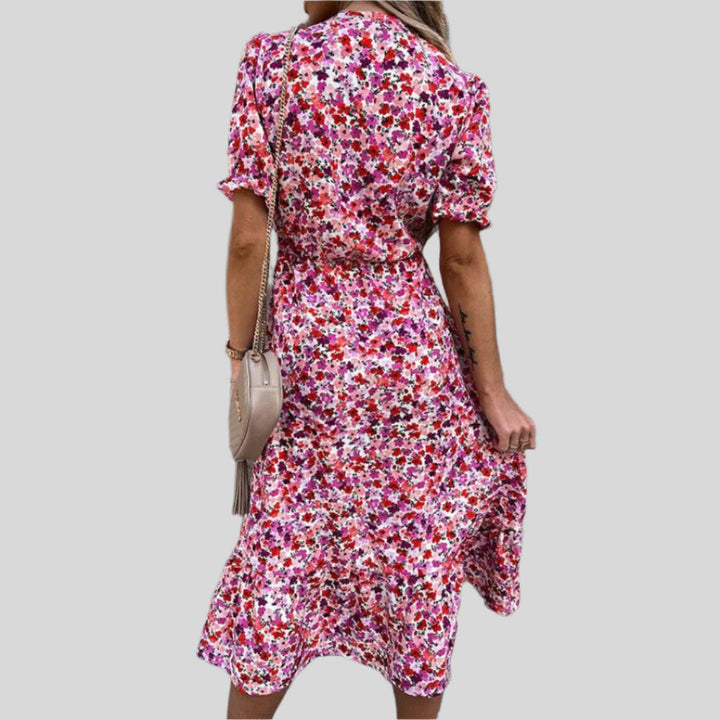 Elegantes Blumenkleid | V-Ausschnitt