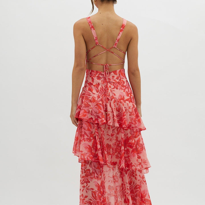 Elegantes Bedrucktes Maxikleid | V-Ausschnitt