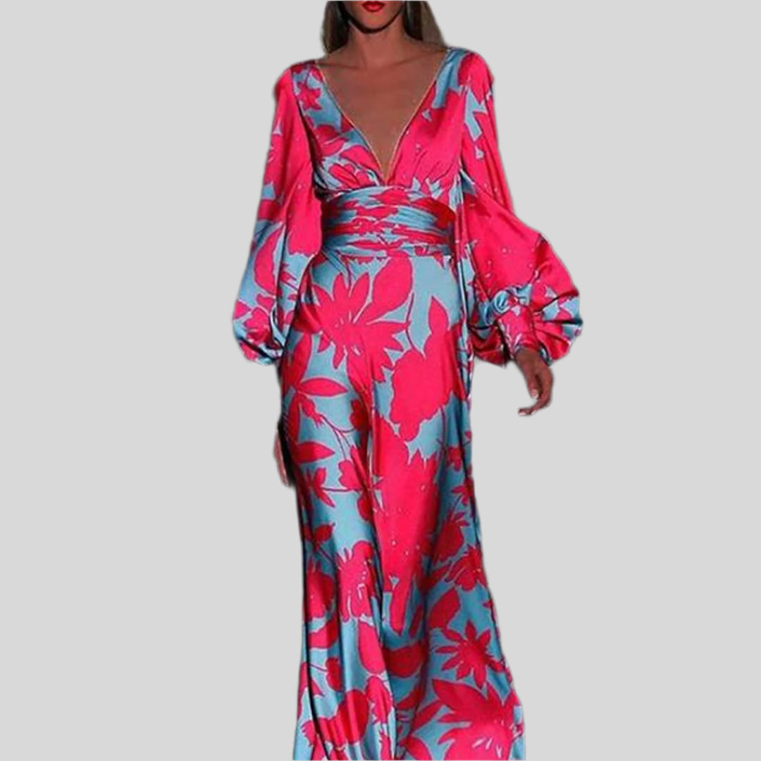 Modisches Kleid mit V-Ausschnitt | Maxi