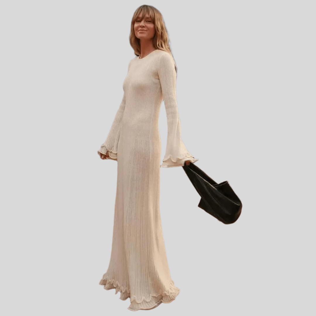 Elegantes Langärmeliges Maxikleid | Weiß
