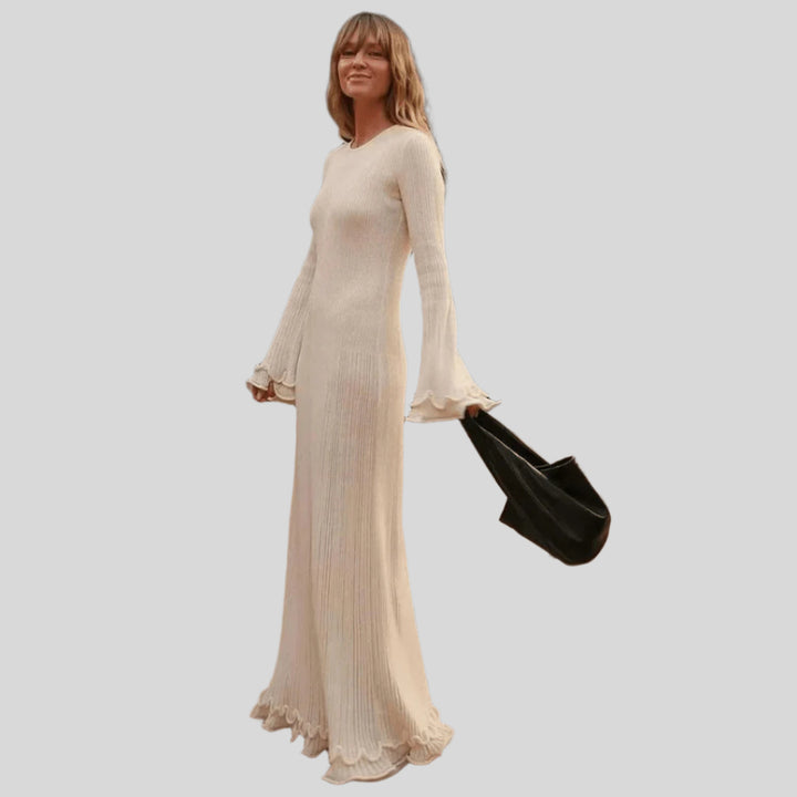 Elegantes Langärmeliges Maxikleid | Weiß
