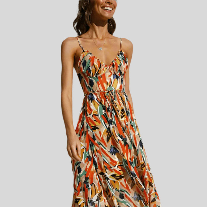 Elegantes Farbiges Kleid | V-Ausschnitt