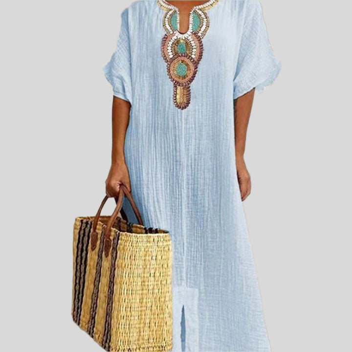 Elegantes Besticktes Boho Ibiza Kleid | Midi