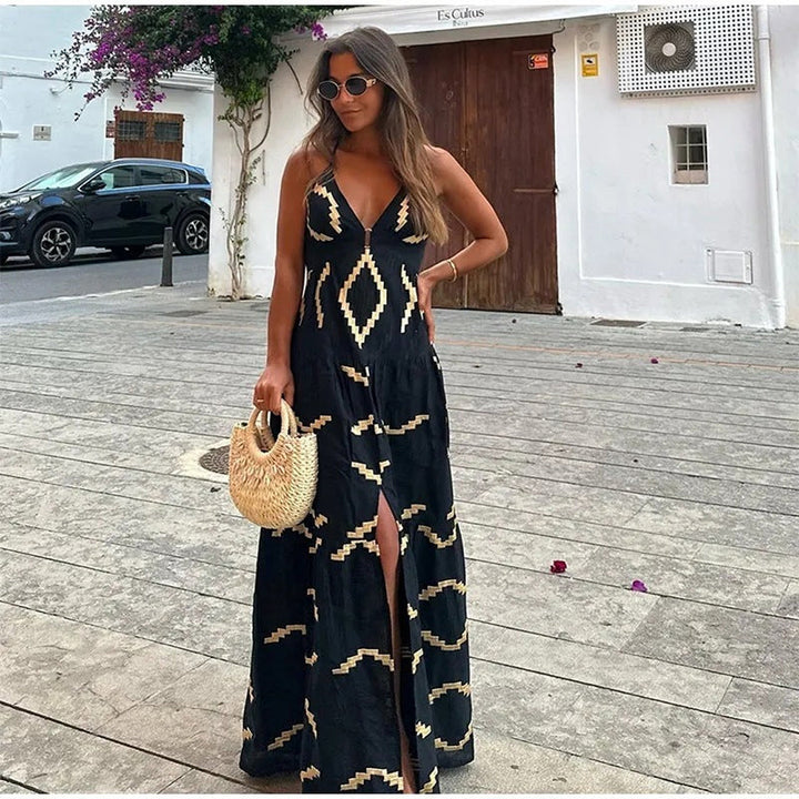 Trägerfreies Neckholder-Kleid | Maxi