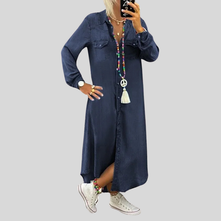 Amanda | Damen Schickes Hemdkleid | Lang