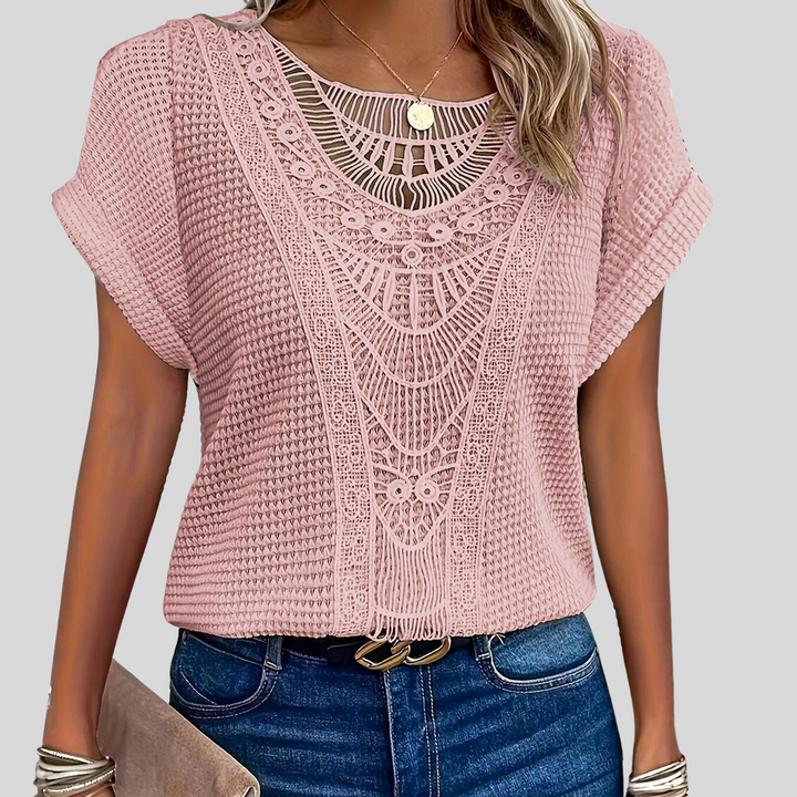 Elegante Strickbluse | Kurzarm
