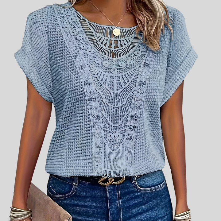 Elegante Strickbluse | Kurzarm
