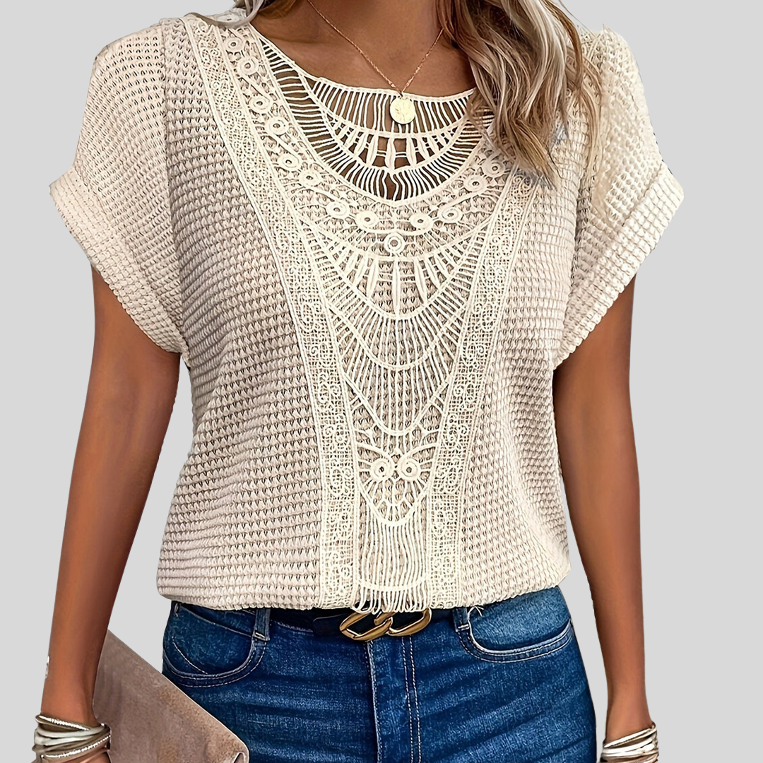 Elegante Strickbluse | Kurzarm