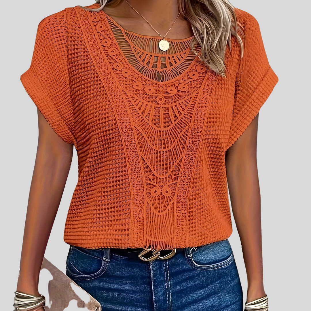 Elegante Strickbluse | Kurzarm