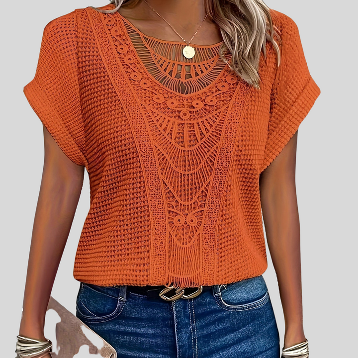 Elegante Strickbluse | Kurzarm