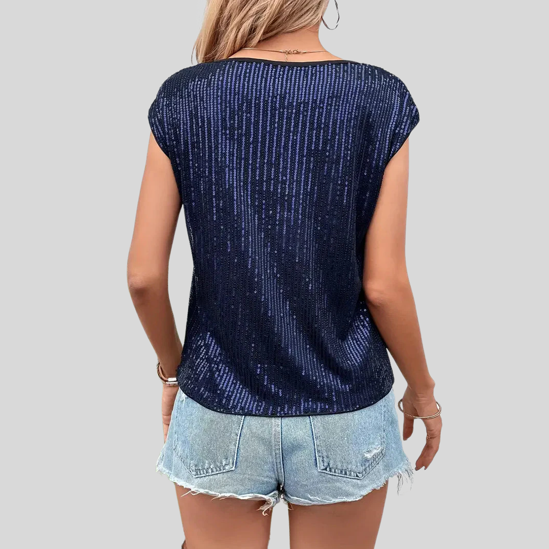 Glitzernde Paillettenbluse | Ärmellos
