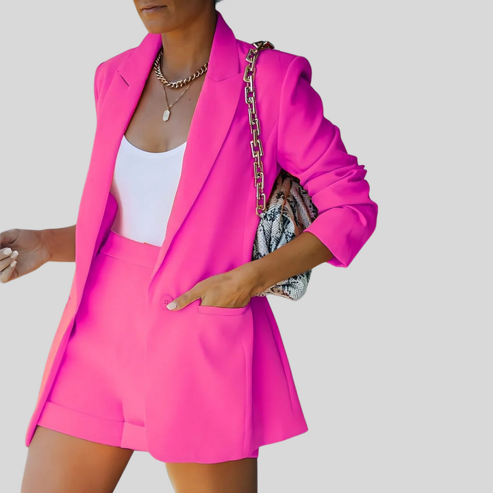 Evanna | Damen Blazer Und Shorts Zweiteiliges Setz | Modernes