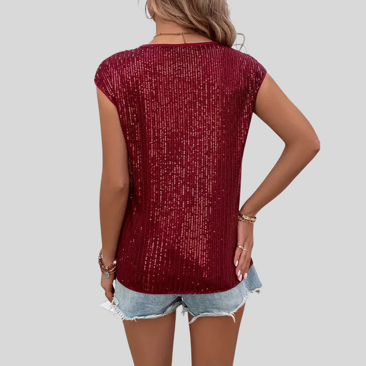 Glitzernde Paillettenbluse | Ärmellos