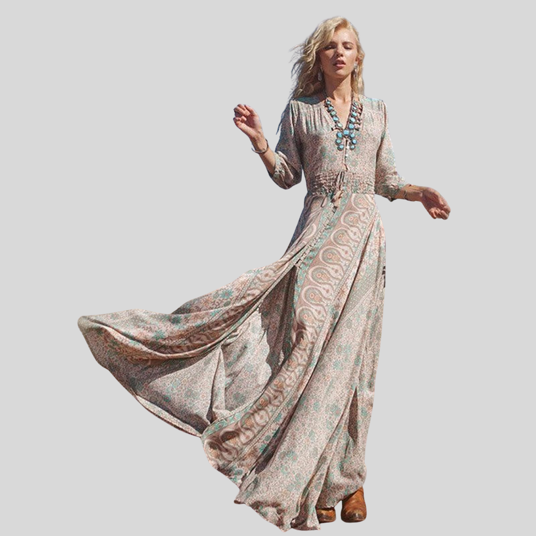 Damen Maxi Kleid mit V-Ausschnitt | Sommer