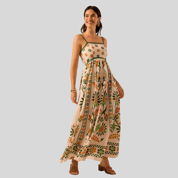 Elegantes Ärmelloses Bedrucktes Kleid | Maxi