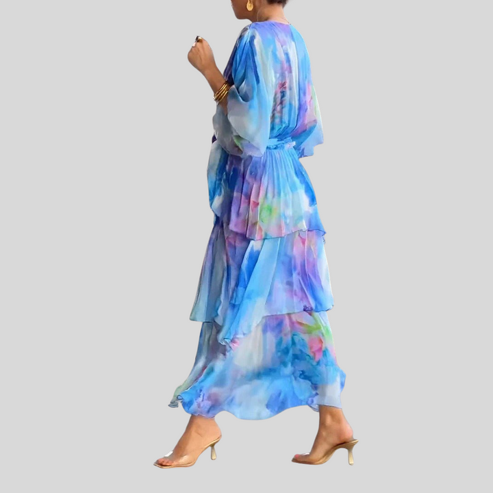 Damen Elegant Sommerkleid | V-Ausschnitt