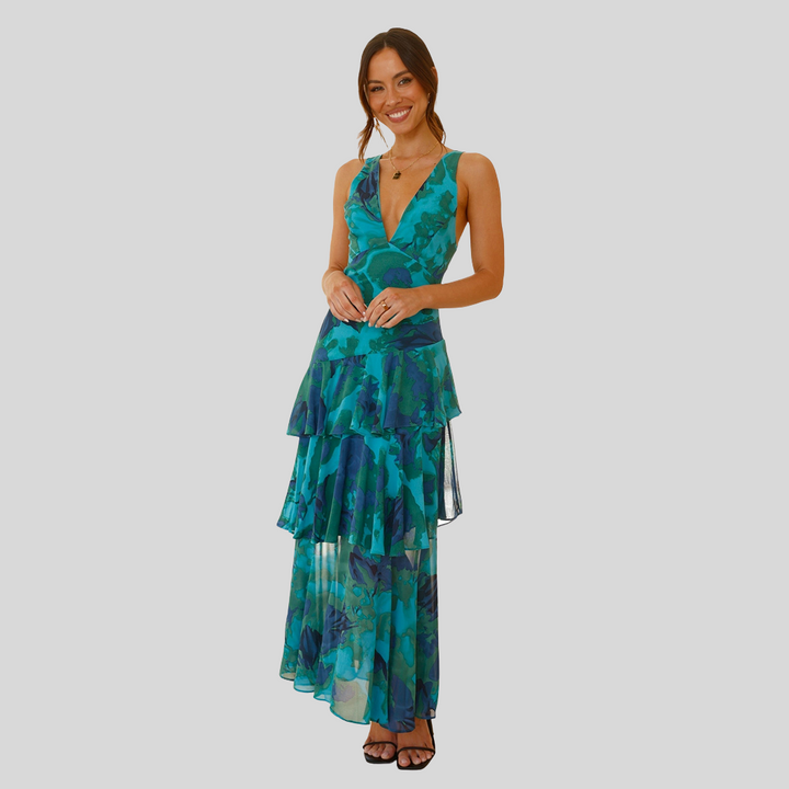 Elegantes Maxikleid mit V-Ausschnitt | Sommer
