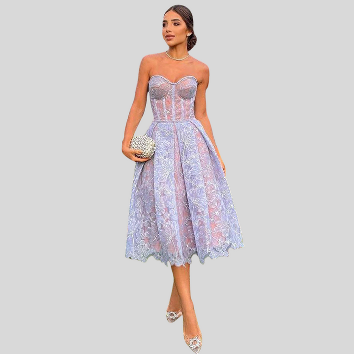 Damen Stilvolles Trägerloses Midikleid | Sommer