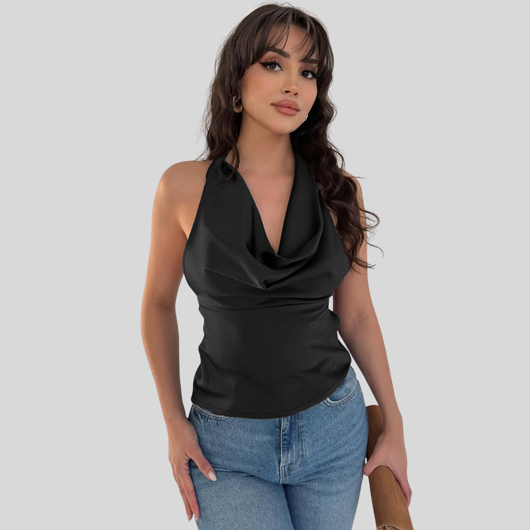 Neckholder-Top mit Drapiertem Ausschnitt | Ärmellos