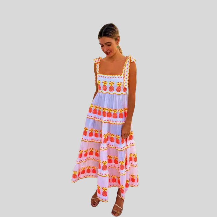 Langes Besticktes Bohemian Kleid | Maxi