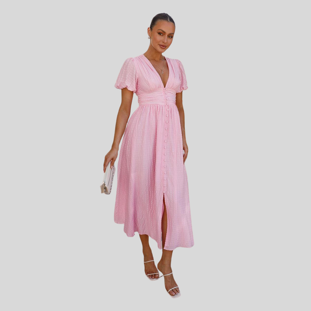 Damen Sommerkleid mit V-Ausschnitt | Midi