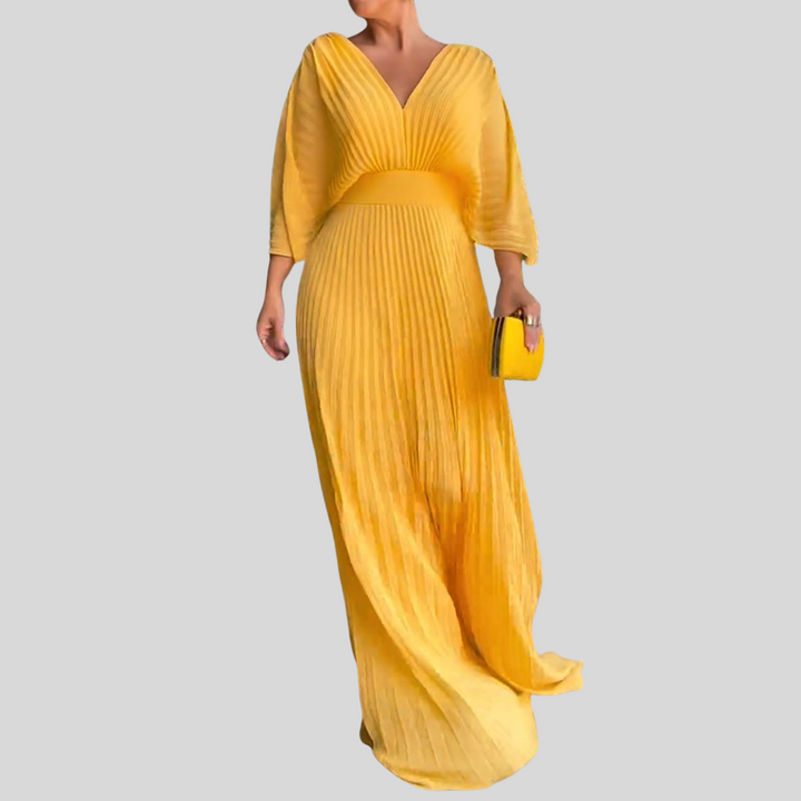 Damen Elegantes Kleid mit V-Ausschnitt | Maxi