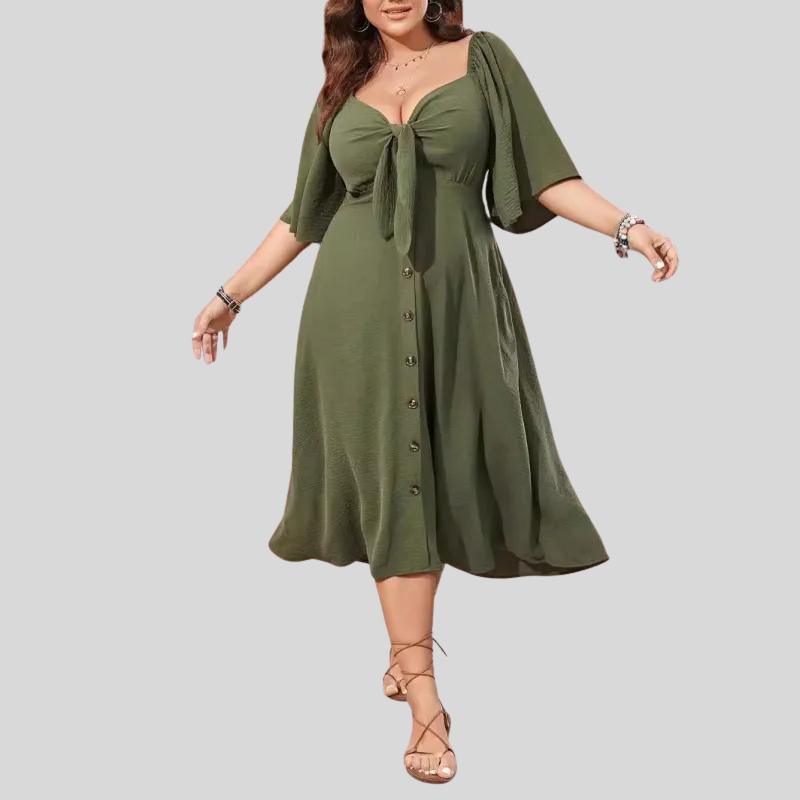 Birkhild | Damen Vintage Sommer Kleid | Midi