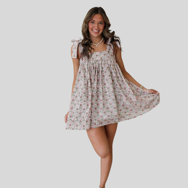 Kurzes Trägerkleid mit Blumenmuster | Mini