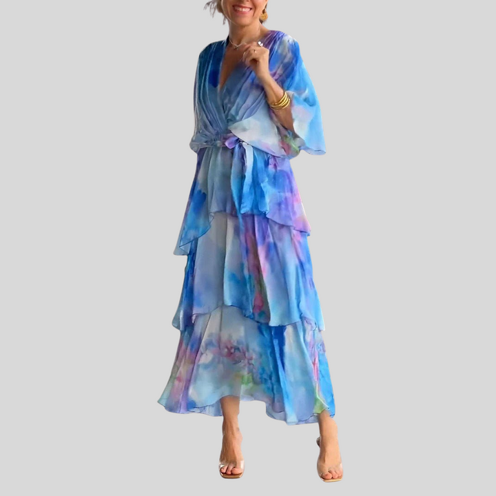 Damen Elegant Sommerkleid | V-Ausschnitt