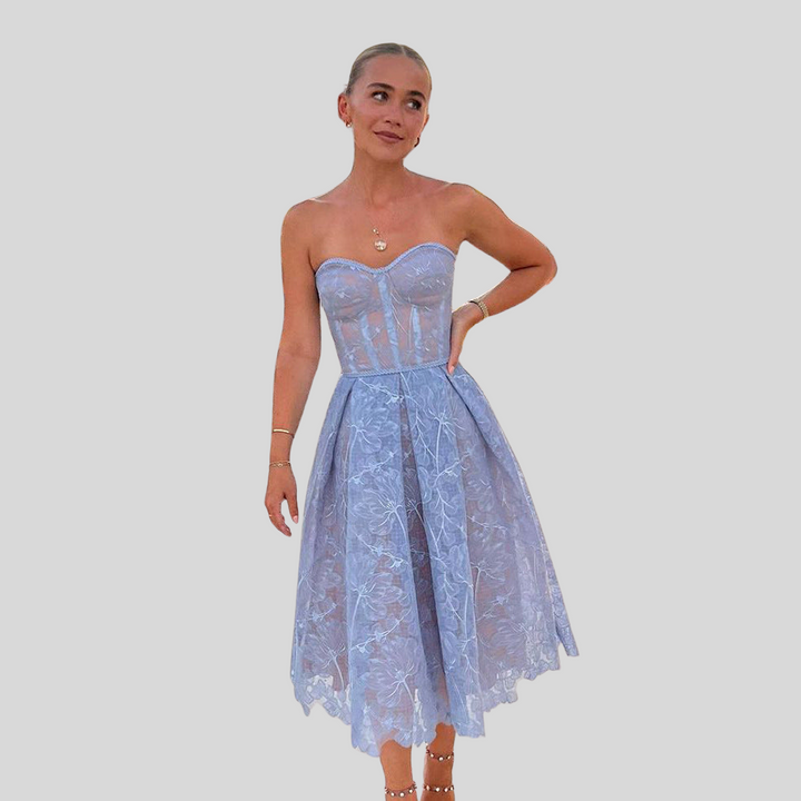 Damen Stilvolles Trägerloses Midikleid | Sommer