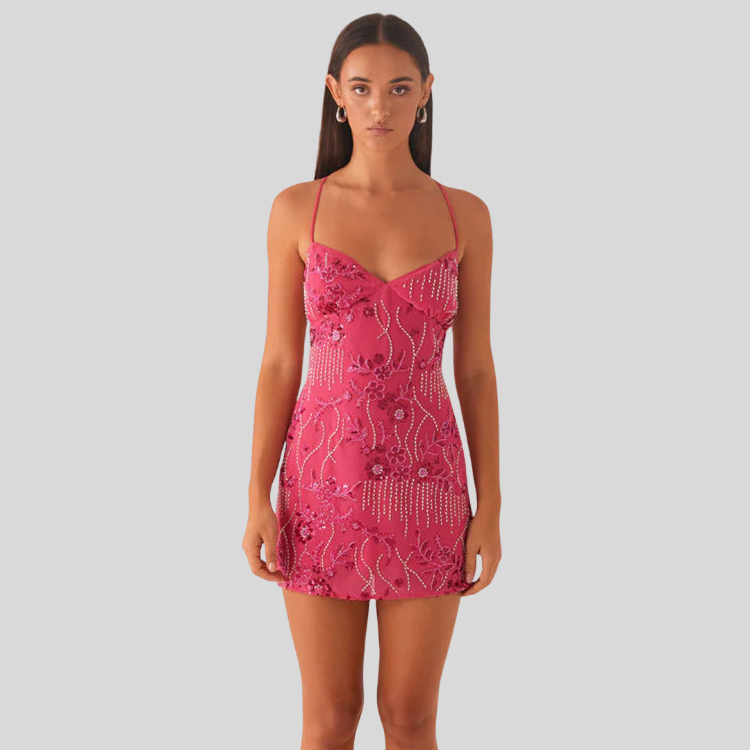 Elegant Rückenfreies Paillettenkleid | Mini