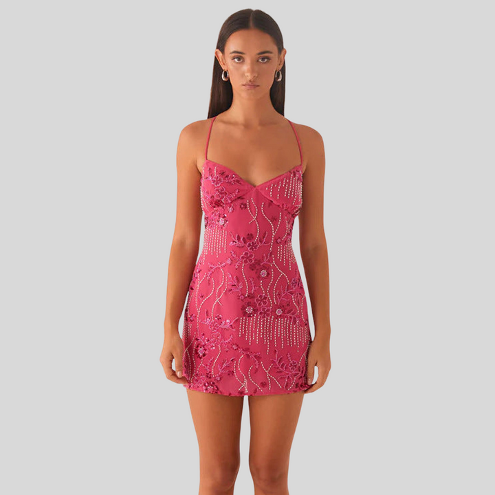 Elegant Rückenfreies Paillettenkleid | Mini